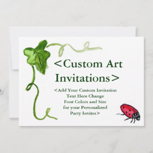 Red Ladybug Art Custom Party Invitations