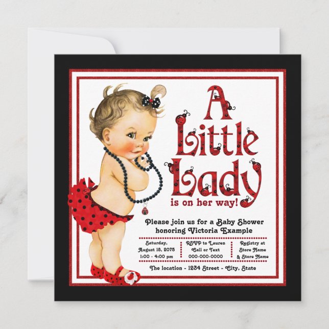 Red Ladybug Baby Shower Invitation (Front)