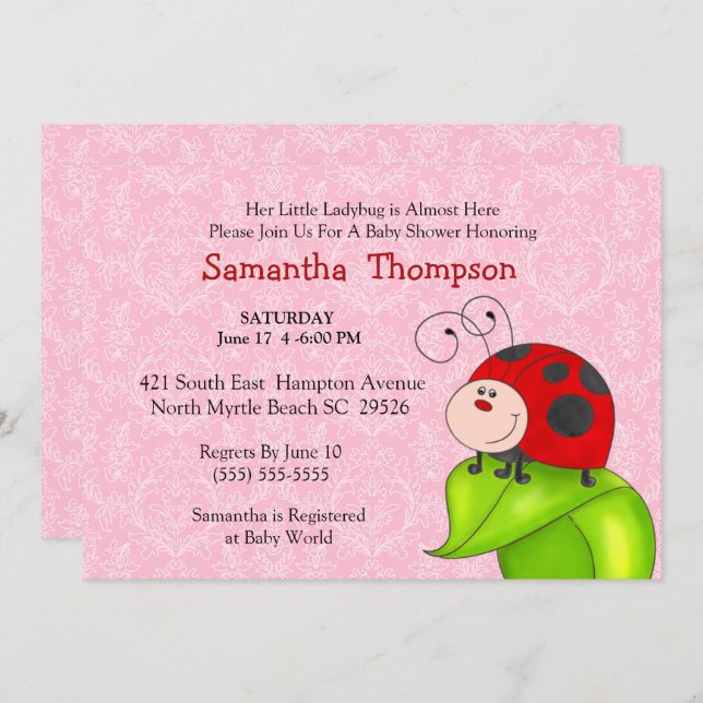 Red Ladybug Baby Shower Invitation (Front/Back)