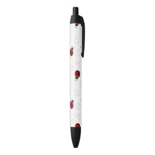 Red Ladybug Beetle Insect Lover Black Hearts Black Ink Pen