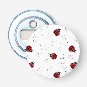 Red Ladybug Beetle Insect Lover Black Hearts Bottle Opener