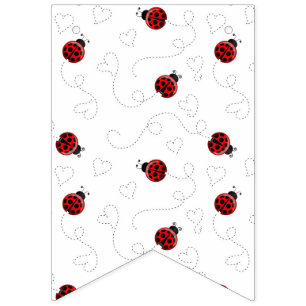 Red Ladybug Beetle Insect Lover Black Hearts Bunting
