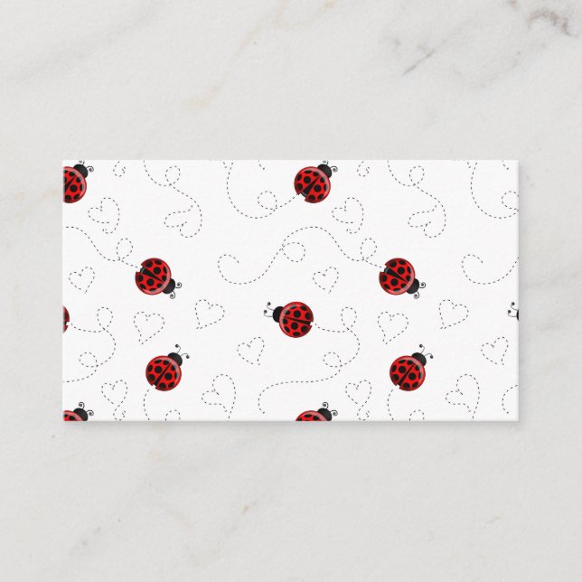 Red Ladybug Beetle Insect Lover Black Hearts Business Card (Front)
