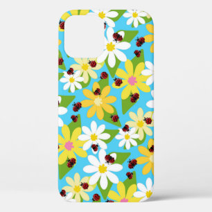 Red Ladybug Beetle Insect Lover Black Hearts iPhone 12 Case