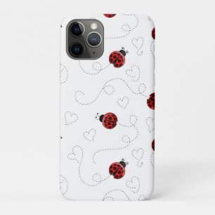 Red Ladybug Beetle Insect Lover Black Hearts Case-Mate iPhone Case