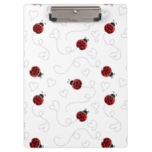 Red Ladybug Beetle Insect Lover Black Hearts Clipboard