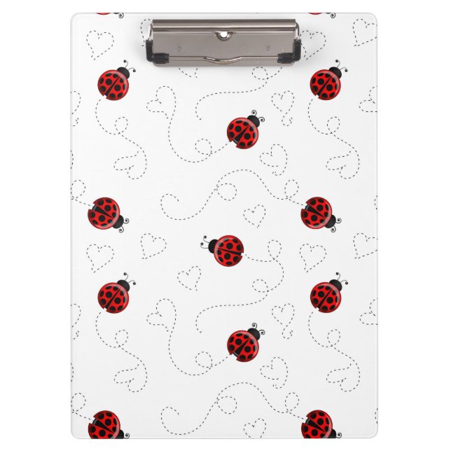 Red Ladybug Beetle Insect Lover Black Hearts Clipboard (Front)