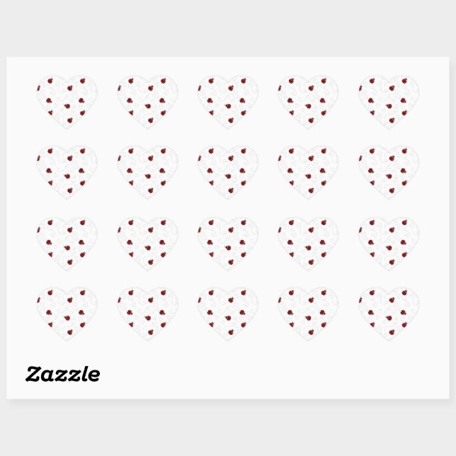 Red Ladybug Beetle Insect Lover Black Hearts Heart Sticker (Sheet)
