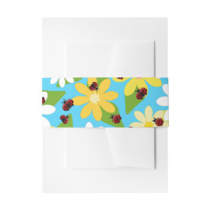 Red Ladybug Beetle Insect Lover Black Hearts Invitation Belly Band