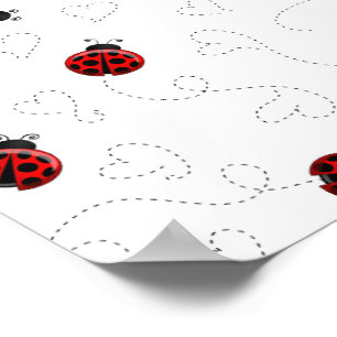 Red Ladybug Beetle Insect Lover Black Hearts Poster