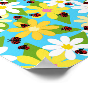 Red Ladybug Beetle Insect Lover Black Hearts Poster