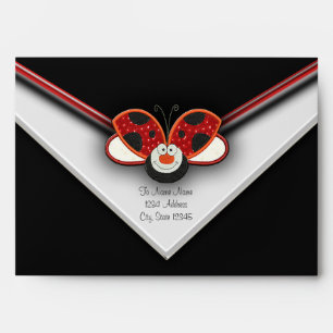 Red Ladybug Black Envelopes