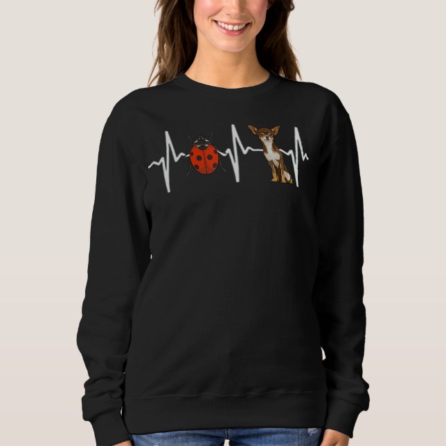 Red Ladybug Brown Chihuahua Heartbeat Dog Sweatshirt (Front)