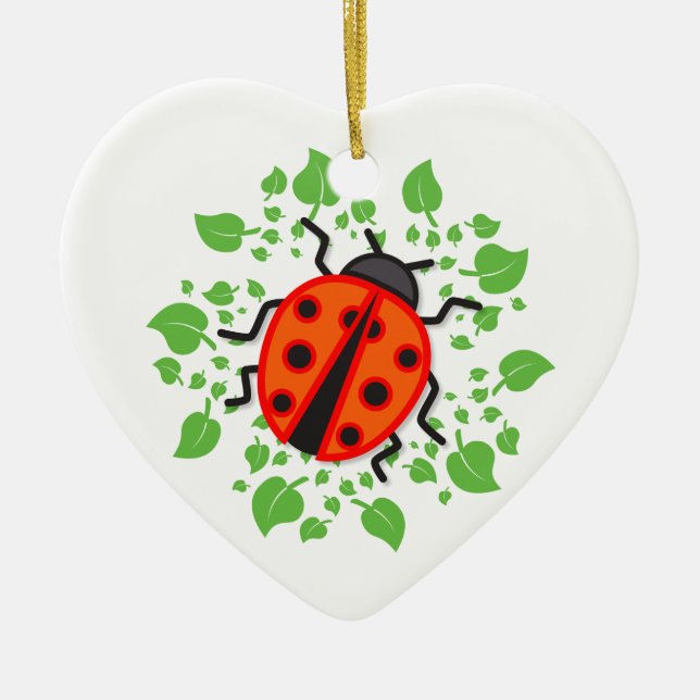 Red ladybug ceramic tree decoration (Front)