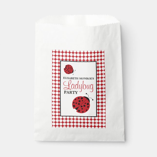 Red Ladybug Children's Birthday Party Favour Bags (Front)