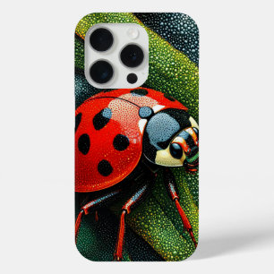 Red ladybug floral nature aesthetic spring garden iPhone 15 pro case