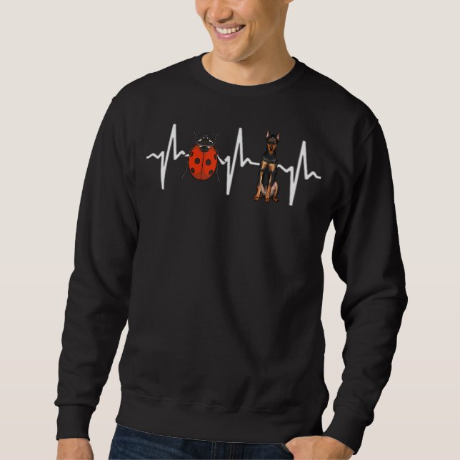 Red Ladybug German Pinscher Heartbeat Dog Sweatshirt (Front)