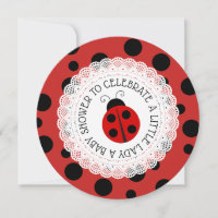 Red Ladybug Girl Baby Shower Invitations