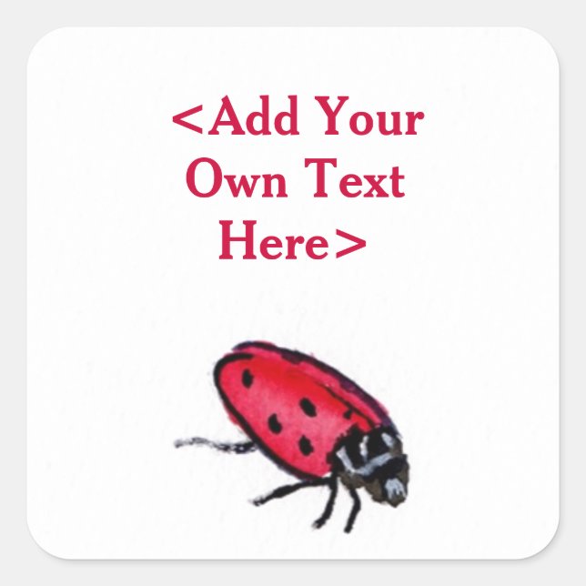 Red Ladybug Insect Custom Art Label Stickers (Front)
