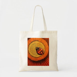 Red Ladybug On Flower Tote Bag