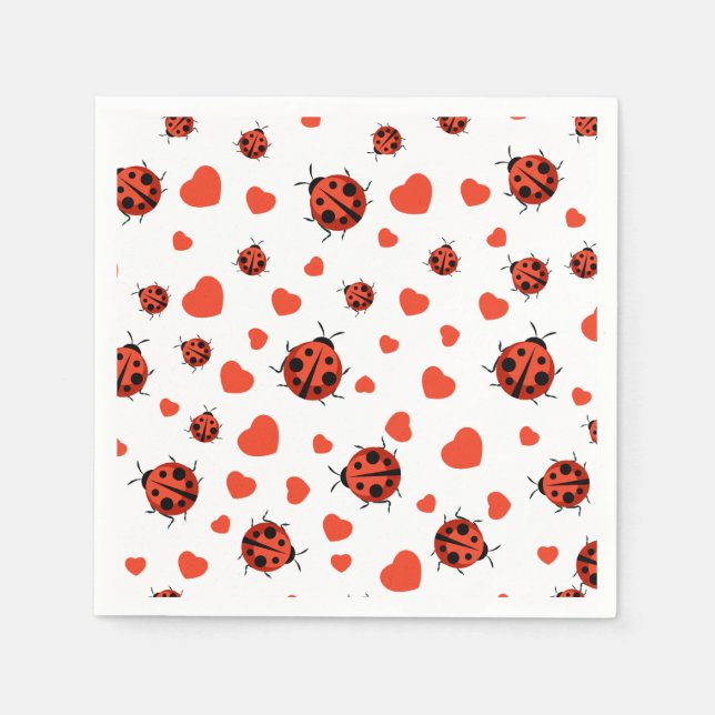 Red Ladybug Paper Plates Napkin (Front)