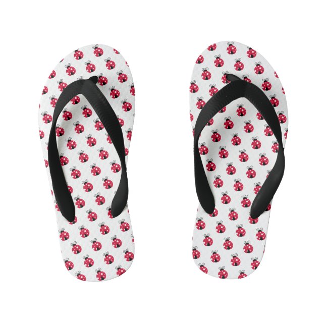 Red Ladybug Pattern  Kid's Jandals (Footbed)