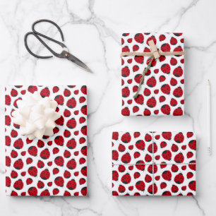 Red Ladybug Pattern Wrapping Paper Sheet