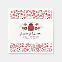 Red Ladybug Personalised Girl Floral Baby Shower