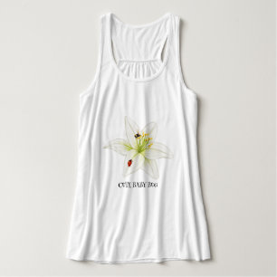 Red Ladybug pink Lily Flower custom name kid girl  Singlet