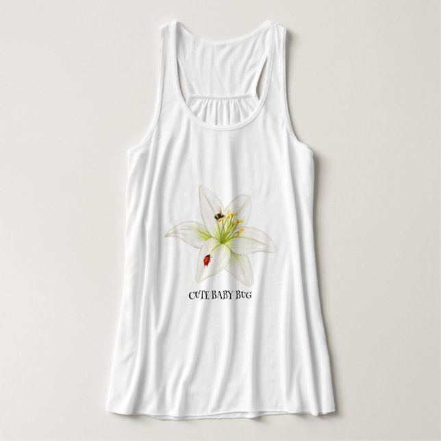 Red Ladybug pink Lily Flower custom name kid girl  Singlet (Design Front)