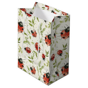 Red Ladybugs Birthday Medium Gift Bag