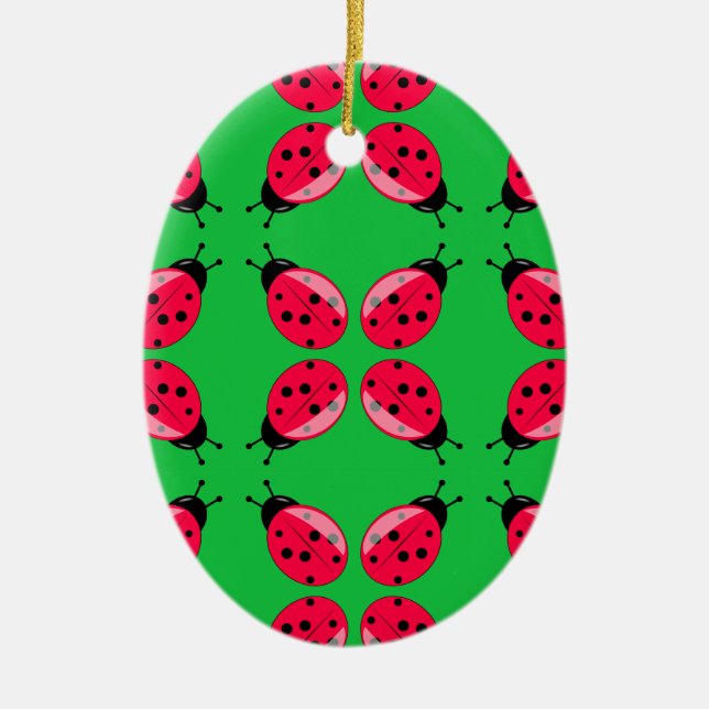 Red Ladybugs Ceramic Tree Decoration (Front)