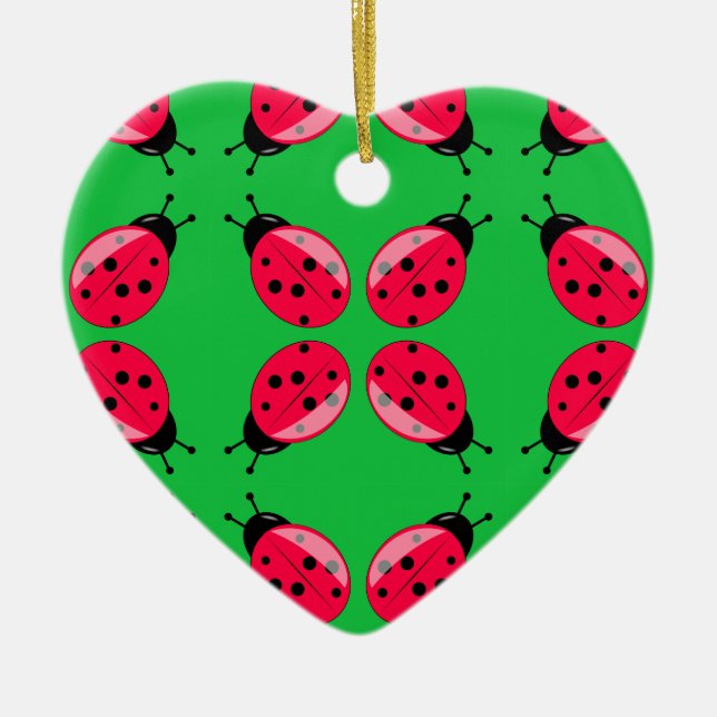Red Ladybugs Ceramic Tree Decoration (Front)
