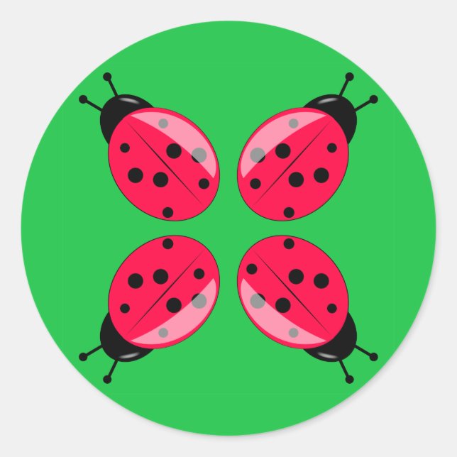 Red Ladybugs Classic Round Sticker (Front)