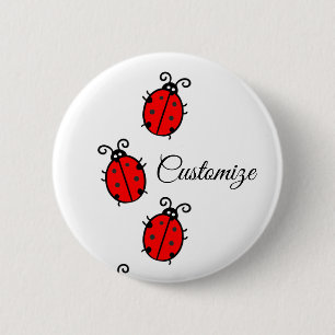 Red Ladybugs Crawling Thunder_Cove 6 Cm Round Badge