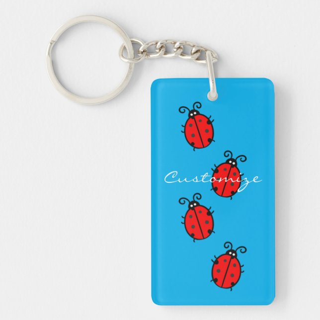 Red Ladybugs Crawling Thunder_Cove Key Ring (Front)