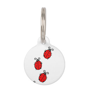 Red Ladybugs Crawling Thunder_Cove Pet Tag