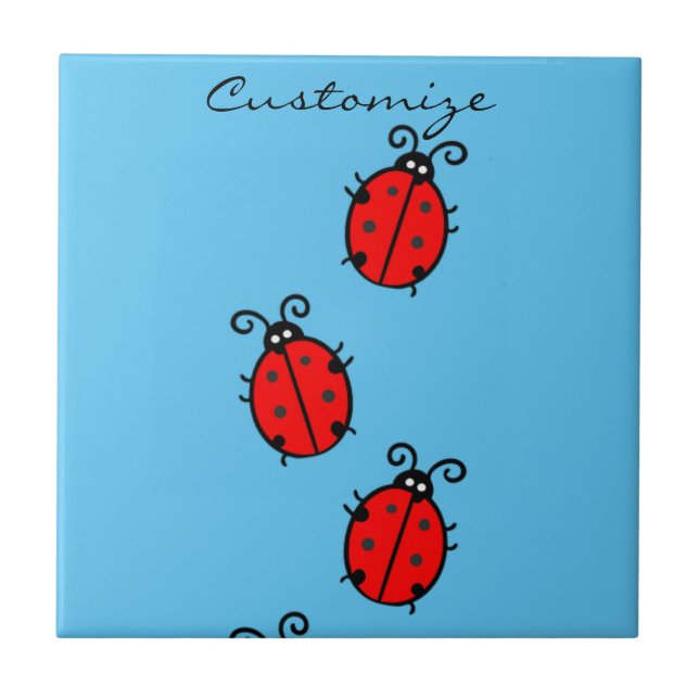 Red Ladybugs Crawling Thunder_Cove Tile (Front)