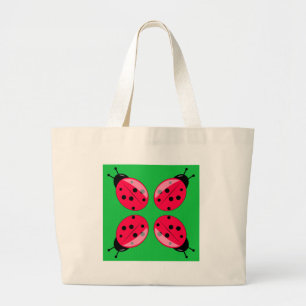 Red Ladybugs Large Tote Bag