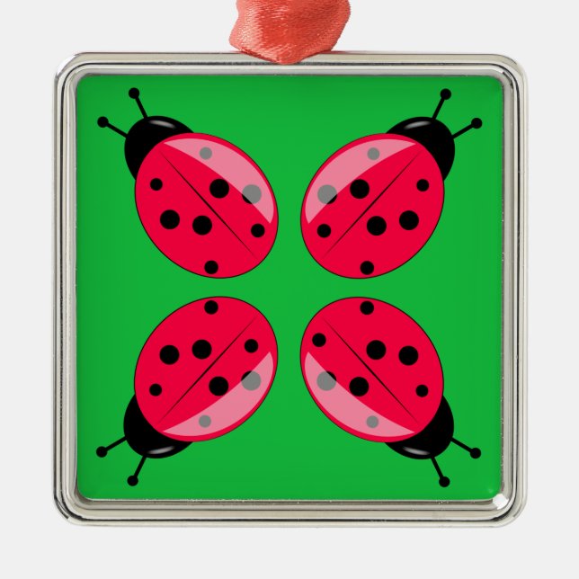 Red Ladybugs Metal Tree Decoration (Front)