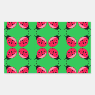 Red Ladybugs Rectangular Sticker