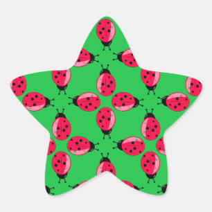 Red Ladybugs Star Sticker