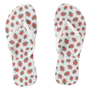 Red Ladybugs, watercolor pattern Jandals
