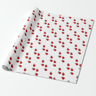 Red ladybugs wrapping paper