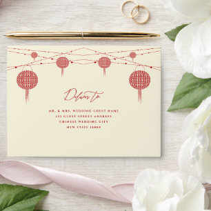Red Lanterns Double Happiness 囍 Chinese Wedding Envelope