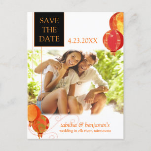 Red Lanterns Wedding Photo Save the Date Announcement Postcard