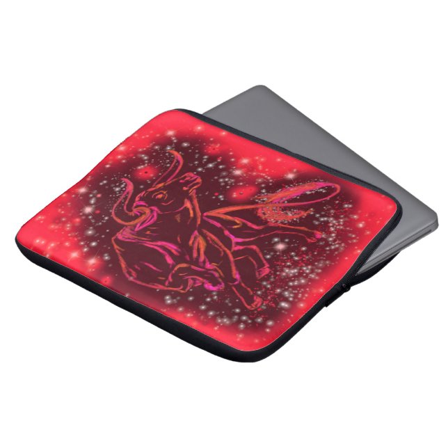 Red Laptop Sleeve Bull Running At Starry Night (Front Top)