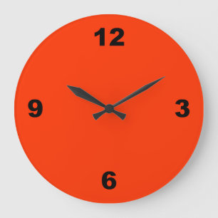 Red Large Black Numbers Wall Clock