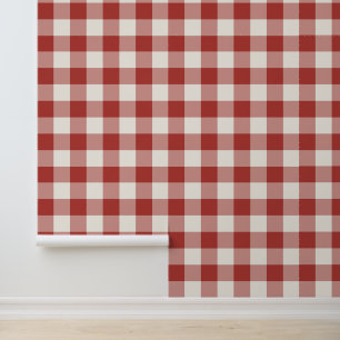 Red Large Chequered Gingham Wallpaper
