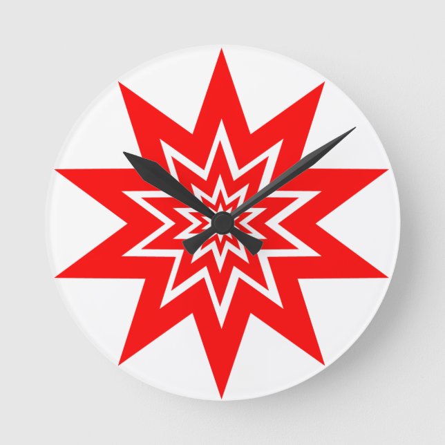 Red Laser Starburst Wall Clock (Front)